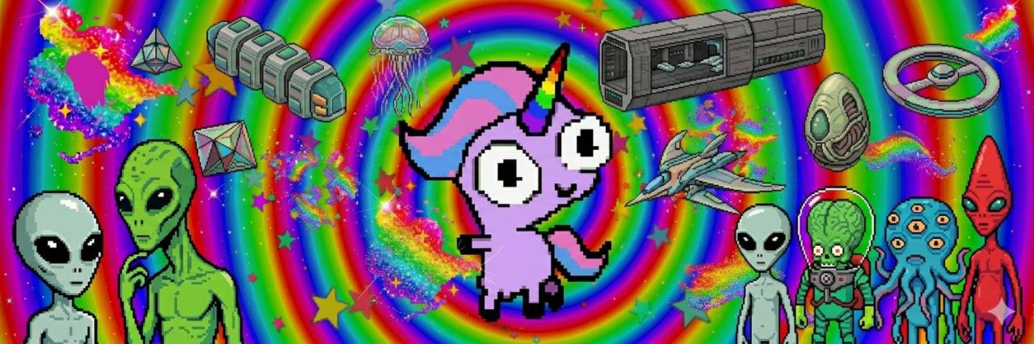 PFUA cosmic banner with aliens and unicorn